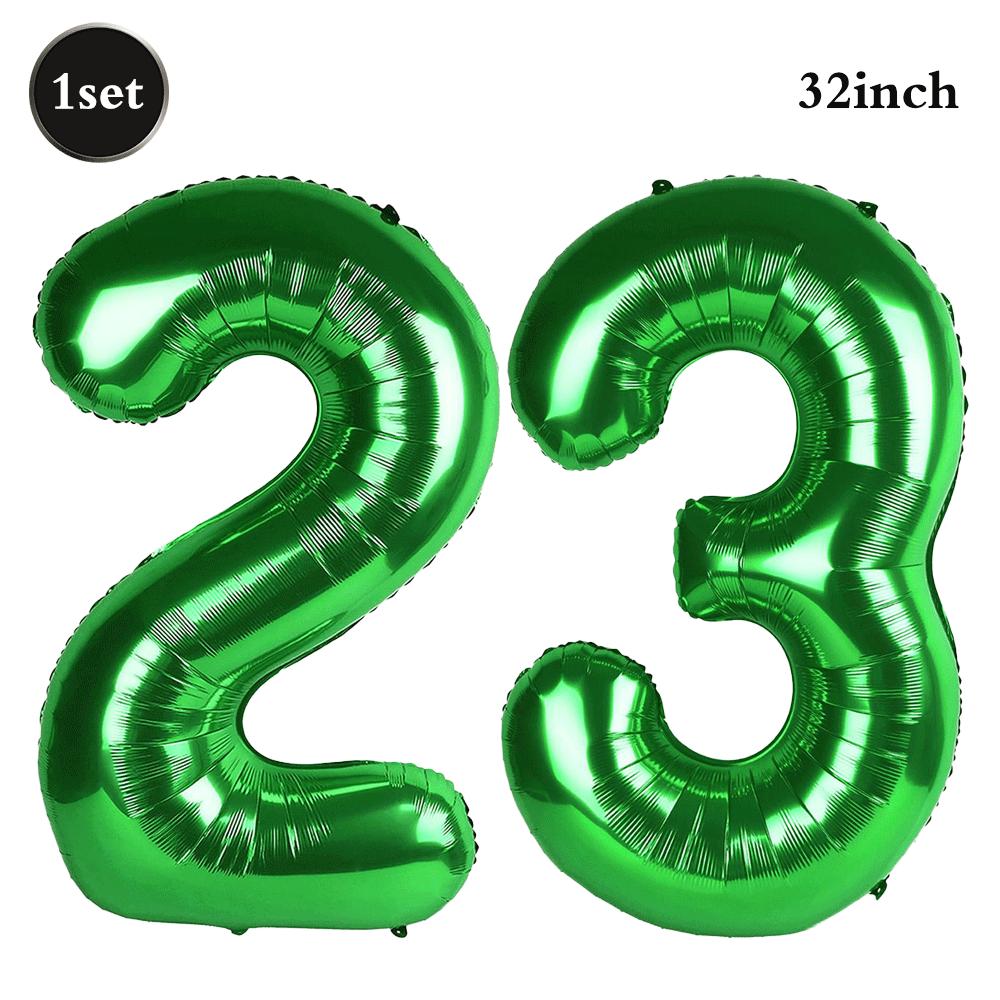 32 Inch Green Number Foil Balloons 0-9 Jungle Safari Theme Soccer Party Decor Kid Boy 1st Birthday Dinosaur Baby Shower Supplies