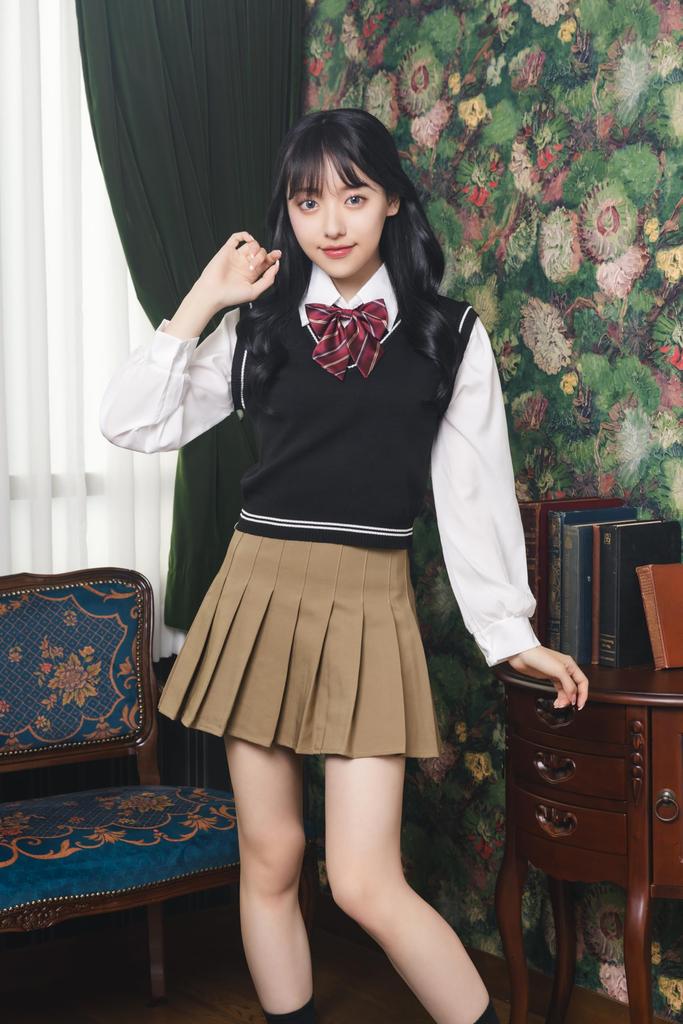 Clearstone Ulzzang Sailor Cosplay Halloween Knit Vest Black x Mocha Black Women's