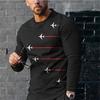 3D Digital Printing T-shirt Street Trend Long Sleeved O-neck Pullover T-shirt Large Men Long Sleeved Casual Sports Men Clothing