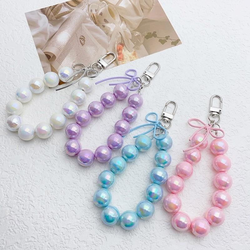Handmade UV Beaded Keychain with Bowknot Phone Charm Keyring Bag Pendant Perfect for Phones and Handbag Purses Wallet
