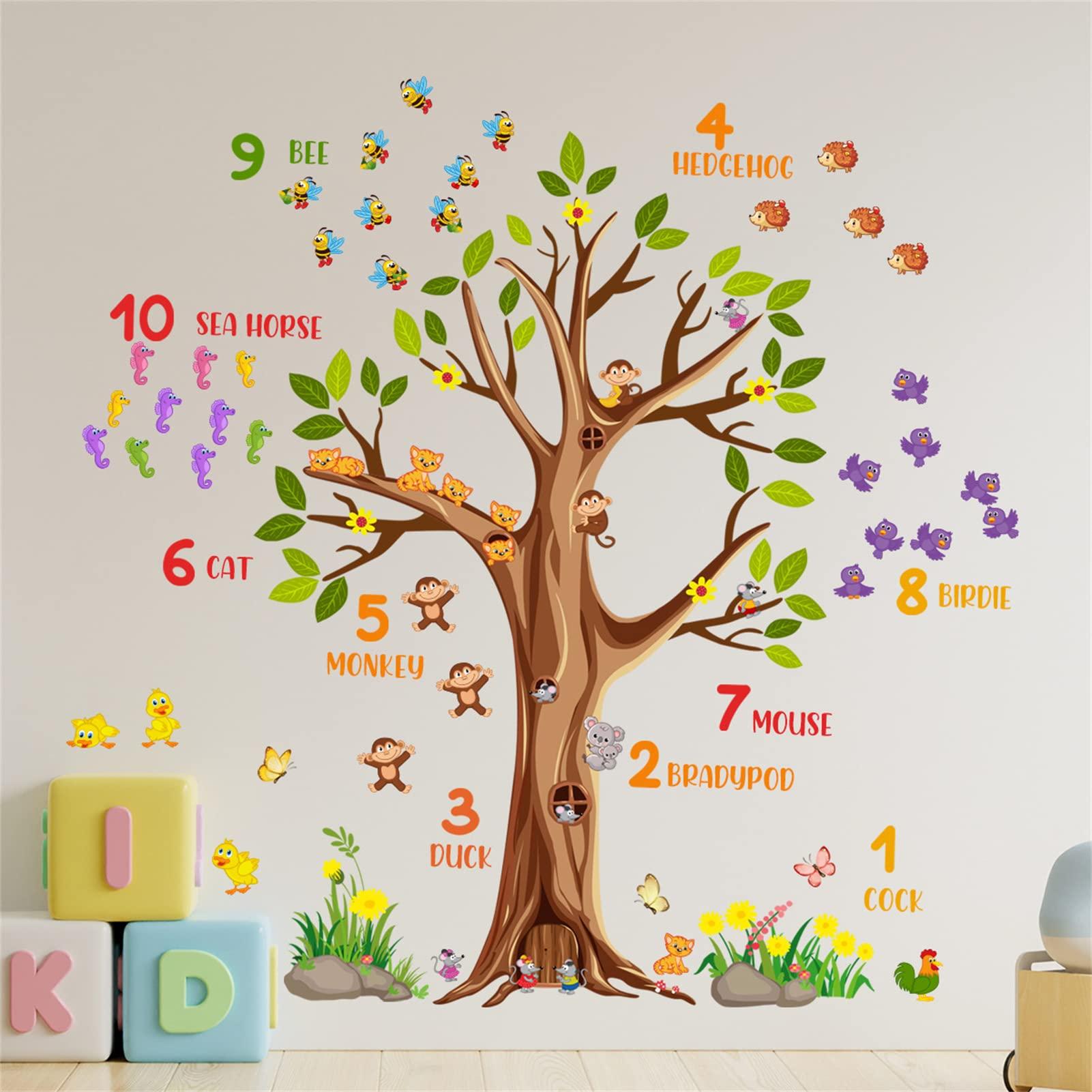 

WOHAHA Wall Large Stylish Tree Wall Number Cute English Green for and Stickers, Size, Design, Decals, Recognition, Animals, Names, Leaves, Scenery, зелёный