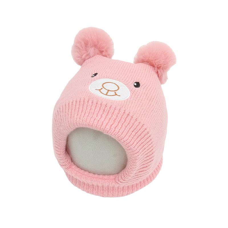New Bear Children's Knitted Pullover Hat Winter Cold Protection Warm Children's Hat Baby Ear Protection Hat Scarf Integrated