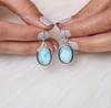 Natural Larimar Gemstone 925 Sterling Silver Handmade Designer Earring