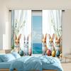 2 Pcs   Versatile Polyester Transparent Curtains for Home Decoration Pastoral Theme with Egg Wreath for Use In Bedrooms and