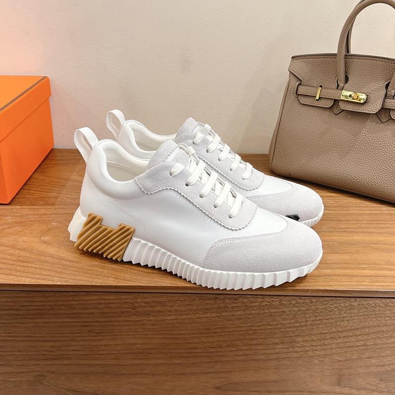 H Fashion Casual Sports Shoes Early Spring Leather Men's and Women's Flat Running Shoes