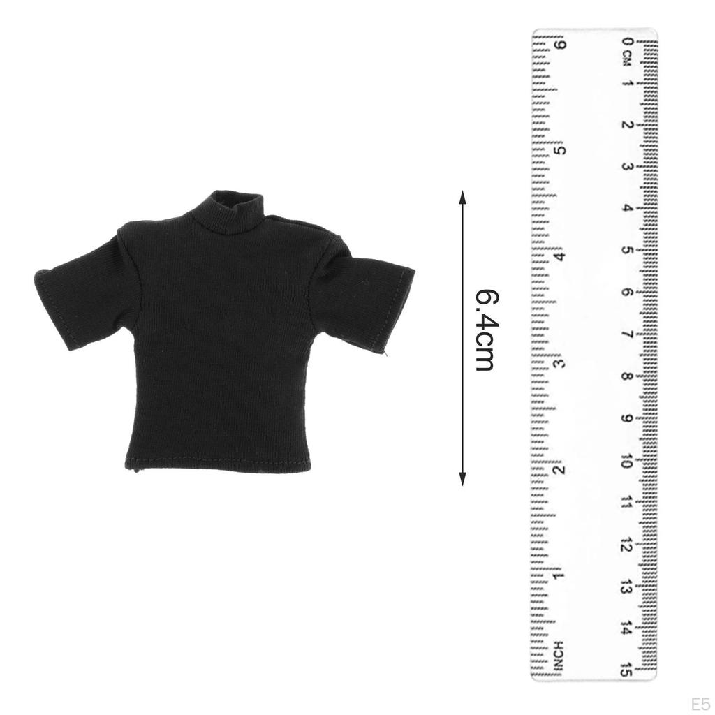 1/12 Men T Shirt Miniature Outfits Loose Short Sleeves, Mini Clothing, Handmade Doll Clothes for 6in