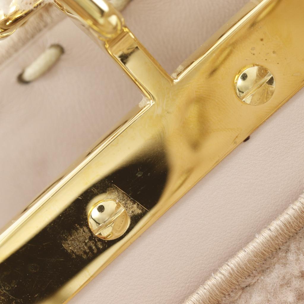 FENDI Peekaboo Handbag 2WAYShoulder pink beige Mouton Women Used