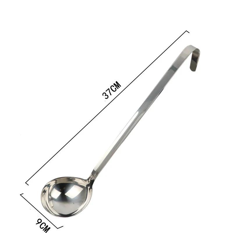Big Long Handle Ladle Serving Stainless Steel Spoon with Hook Big Soup Scoop Buffet Creative Kitchen Cooking Utensils Tableware