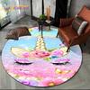 3D Cartoon Unicorn Animal Round Area Rug,Circle Carpet Rug for Living Room Children's Bedroom Sofa Decor,Kid Non-slip Floor Mat