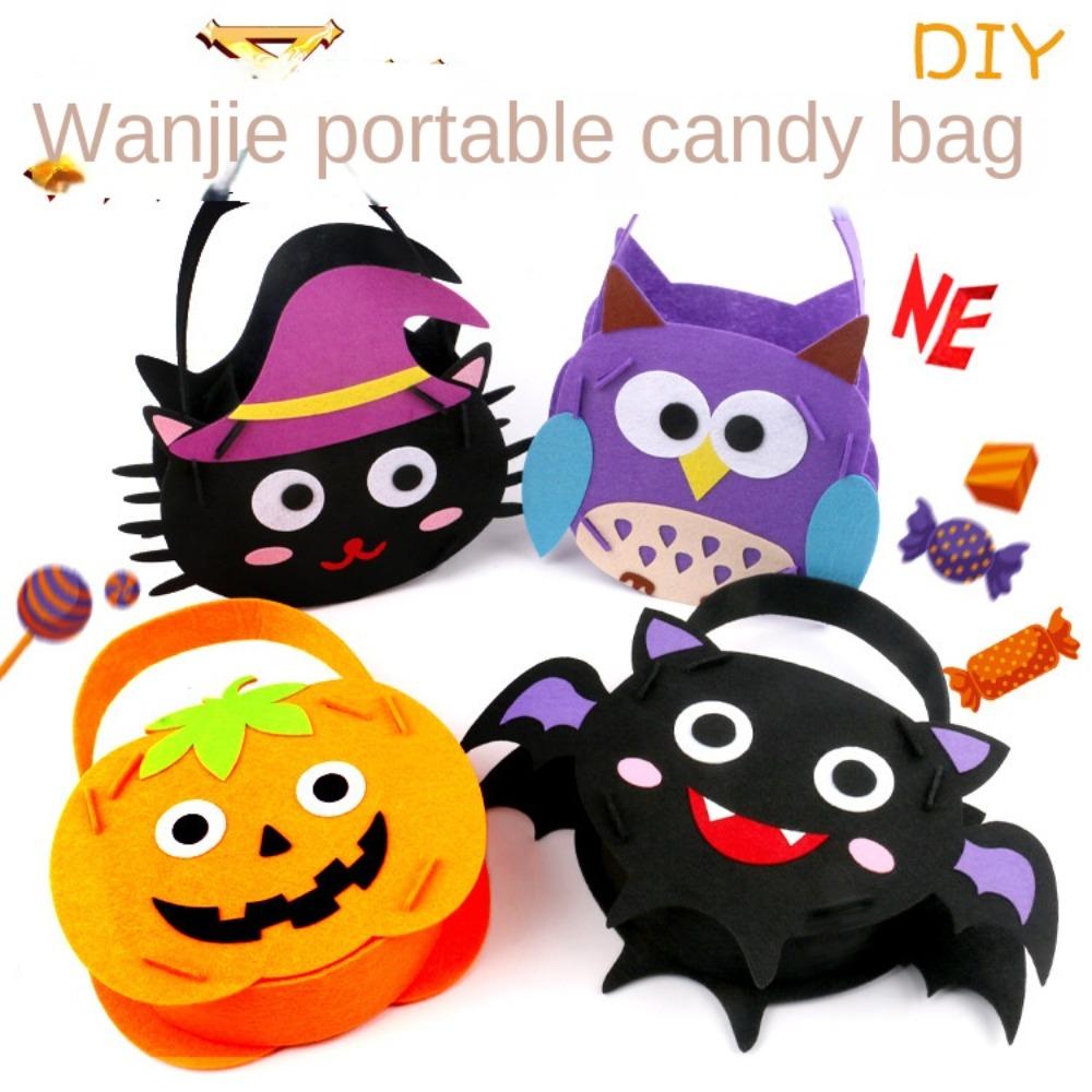 Storage Bucket Halloween Candy Bag Trick Or Treat Gift Basket Cartoon Halloween Bag  For Kids