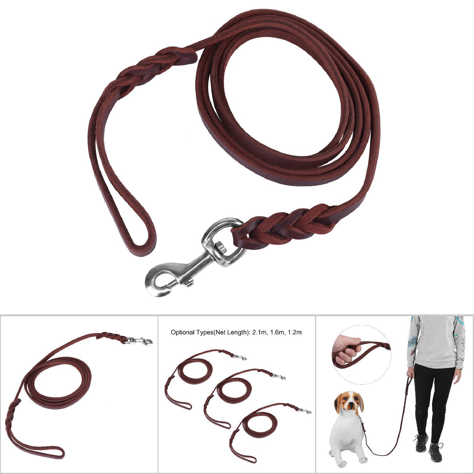 Hond   Leiband   Touw Koeienhuid en Leren Riem Voor Wandelen Rennen Training (2.1m)