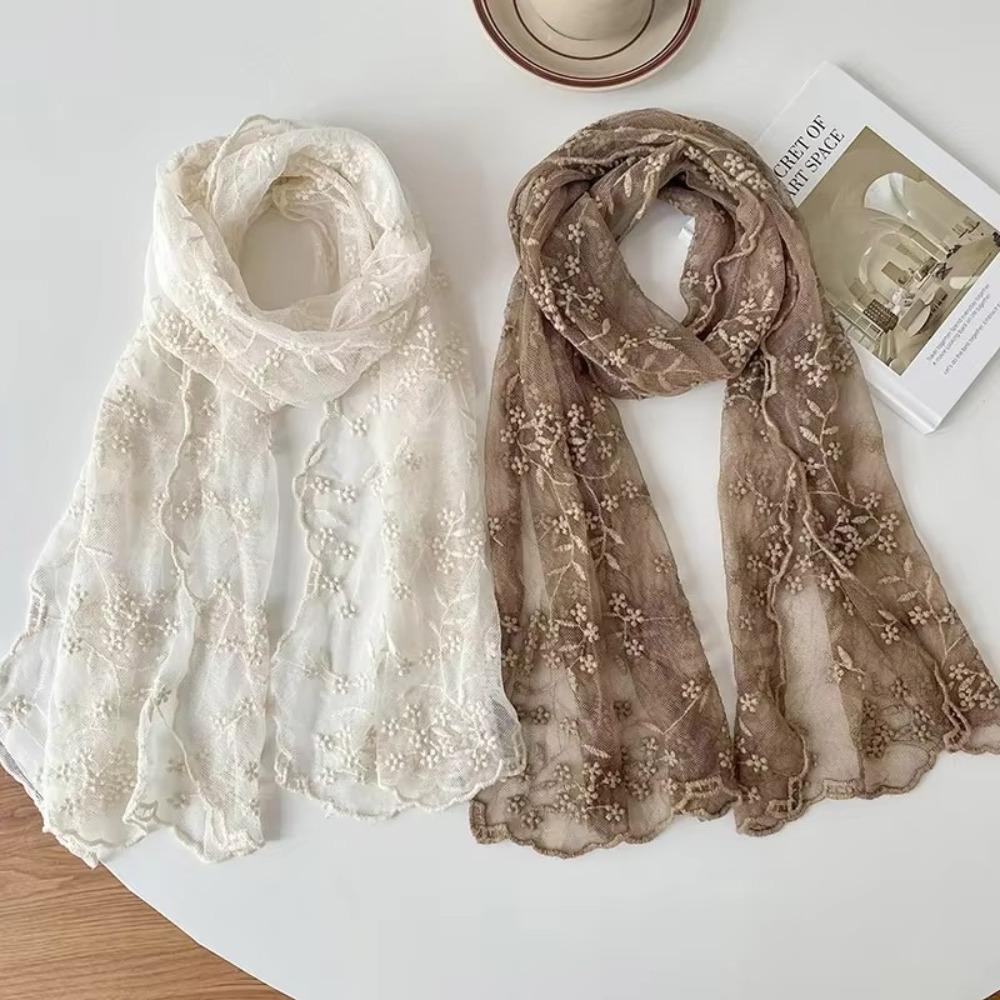 Long Sunscreen Lace Shawl Korean Version of Literary Neck Protection Scarf Women's Lace Scarf