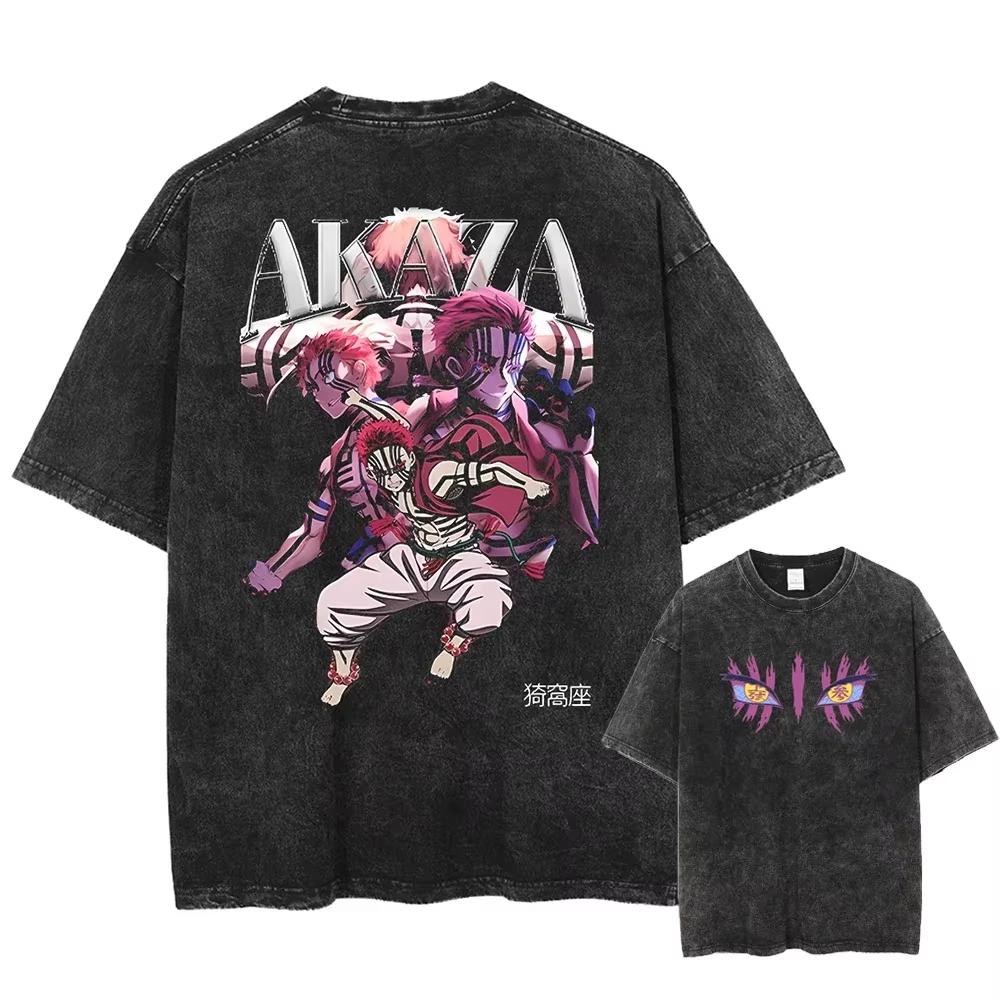 Demon Slayer Uzui Tengen Anime T Shirt Men  Women Cotton Vintage Washed Tshirt Oversized Harajuku Streetwear Tshirt Casual Tops
