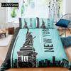 New York Duvet Cover Set, Skyline Print Decorative 3 Piece Bedding Set with 2 Pillow Shams, Twin Full Queen King Size Room Decor