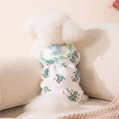 Dinosaur Printed Pet Jumpsuits Cartoon Pullover Fruit Print Dog Pajamas Warm Comfortable Pet Belly Protector Clothes