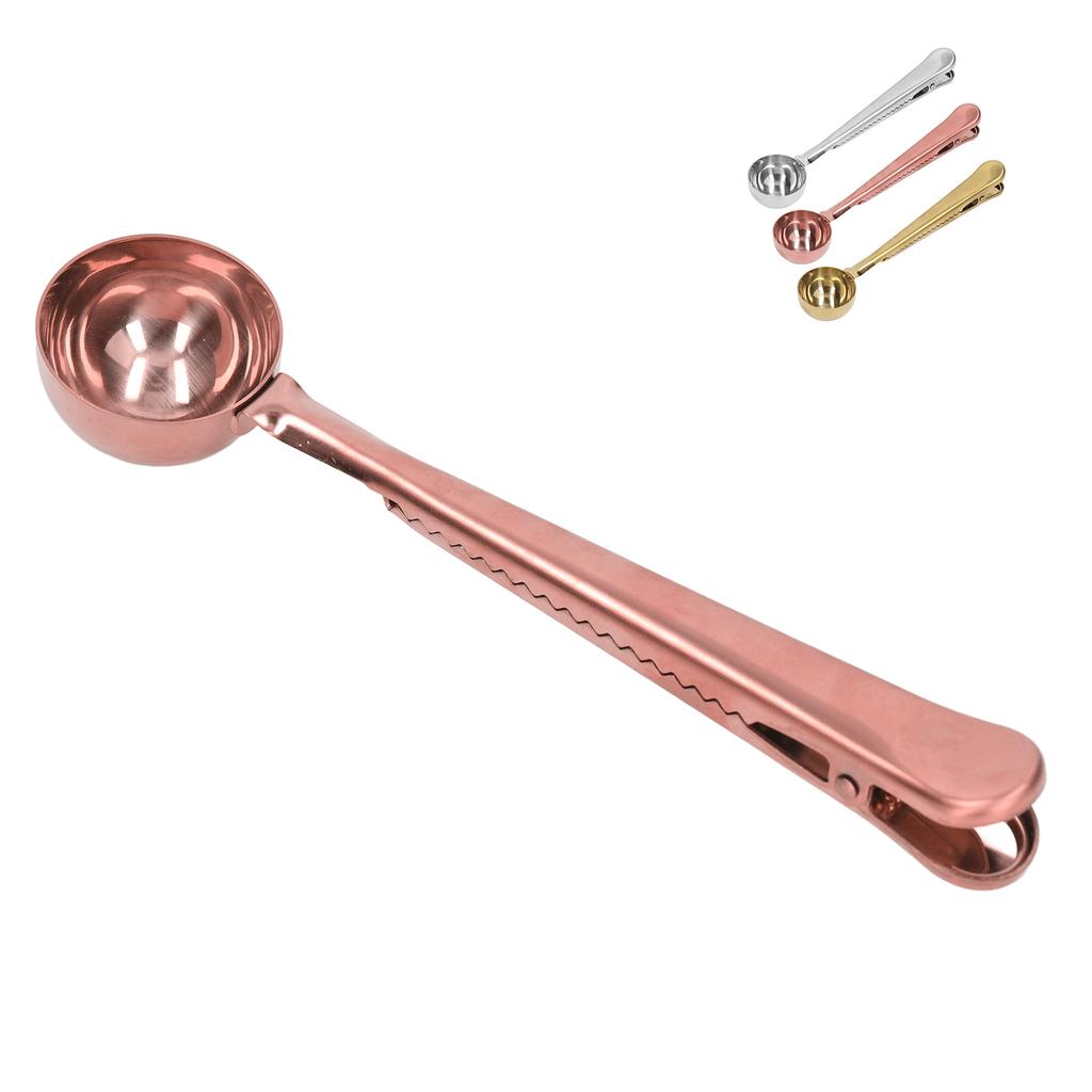 Coffee Spoon Sealing Clip 2 in 1 Stainless Steel Tight Sealing Deepen Design Convenient Practical Co
