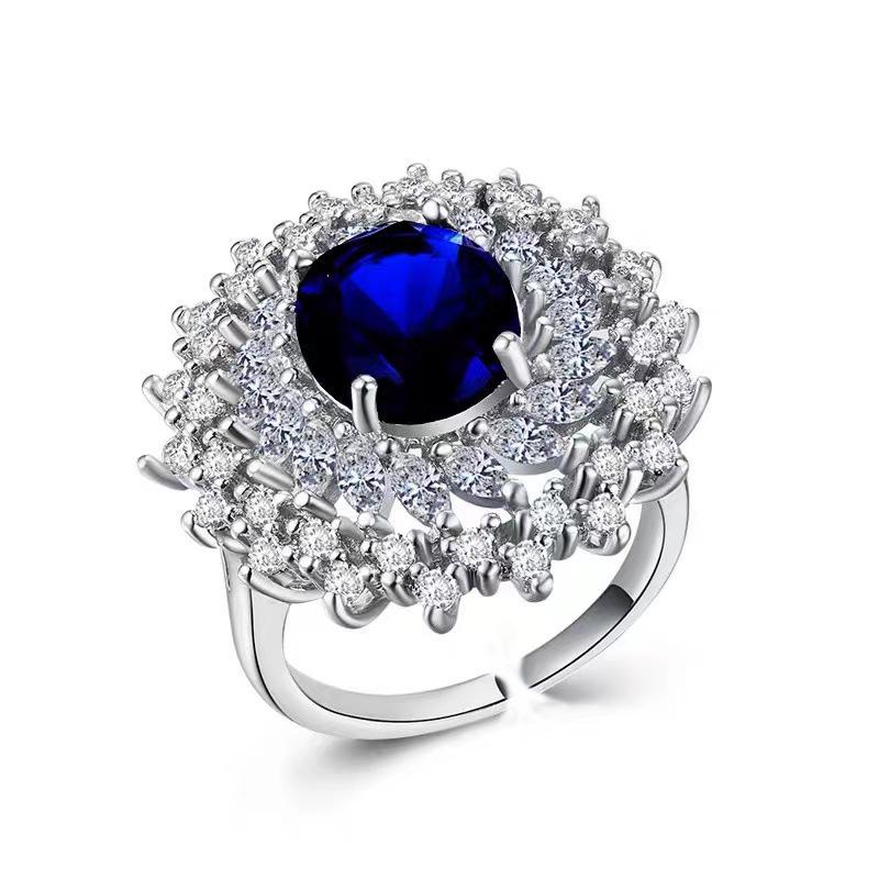 Sapphire Gemstone Open Adjustable Women s Ring with Zirconia - Fashionable, Versatile, and Stylish Finger Accessory Adjustable Open