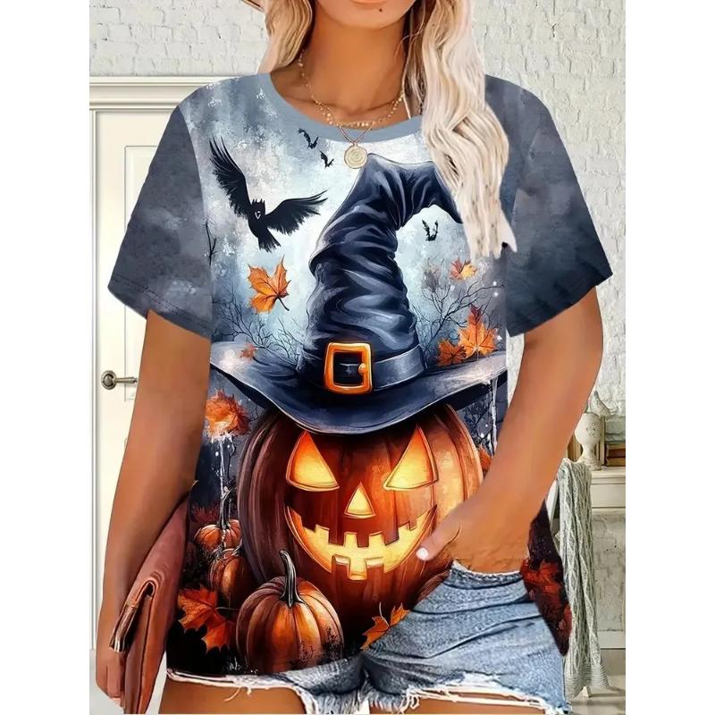 Mode Dam Rundhals Kort Ärm 3D Casual Färgtryck Casual Kortärmad Rundhalsad T-shirt