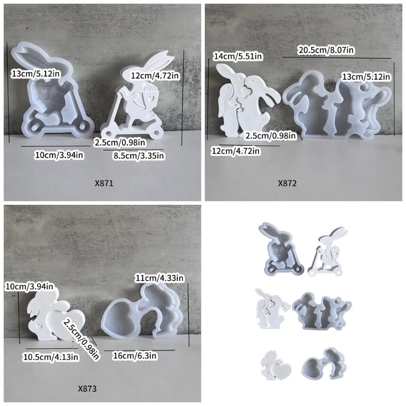 Easter Themed Ornament Mould Flexible Silicone Mold for Rabbit Figurine Decoration Gypsum Mold Jewelry Making Supplies