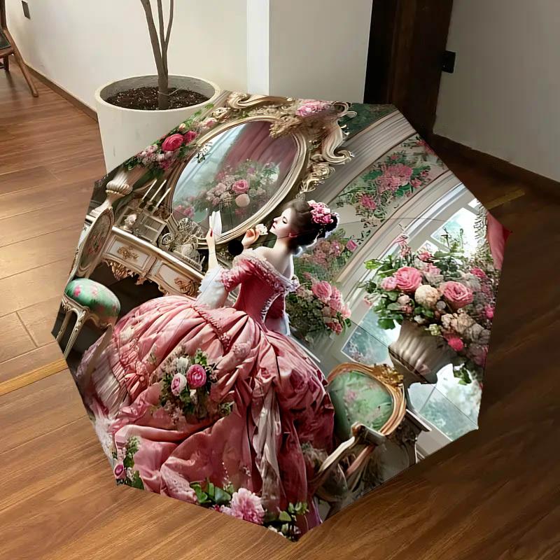 1 Stück Blumenmuster Schirm - 8 Speichen verstärkt, Automatisches Öffnen, Leicht & Langlebig, Niedliches Modeaccessoire für Draußen, Strand oder Freizeit, Strand U