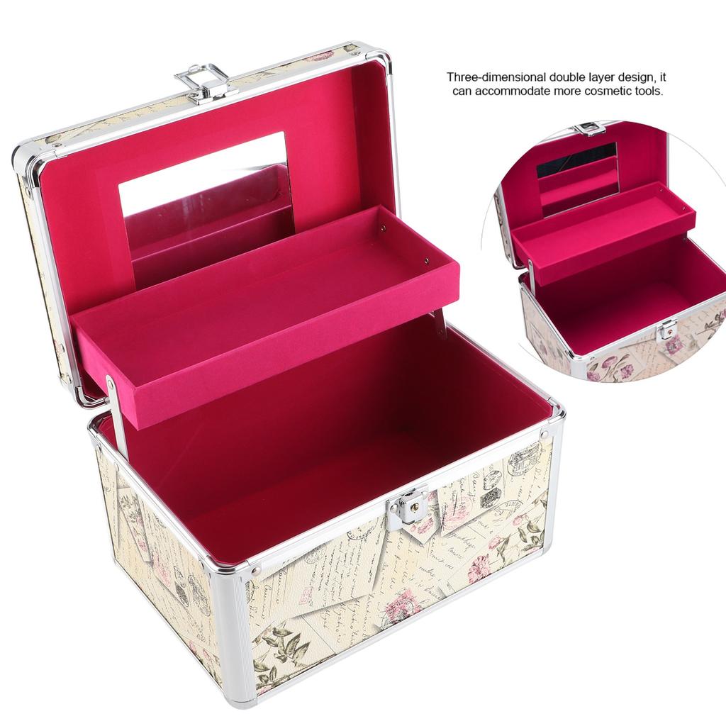 Large Capacity Makeup Bag, Eyelash Extension Tool Storage Box, Aluminum Alloy, Sturdy, Double Layer