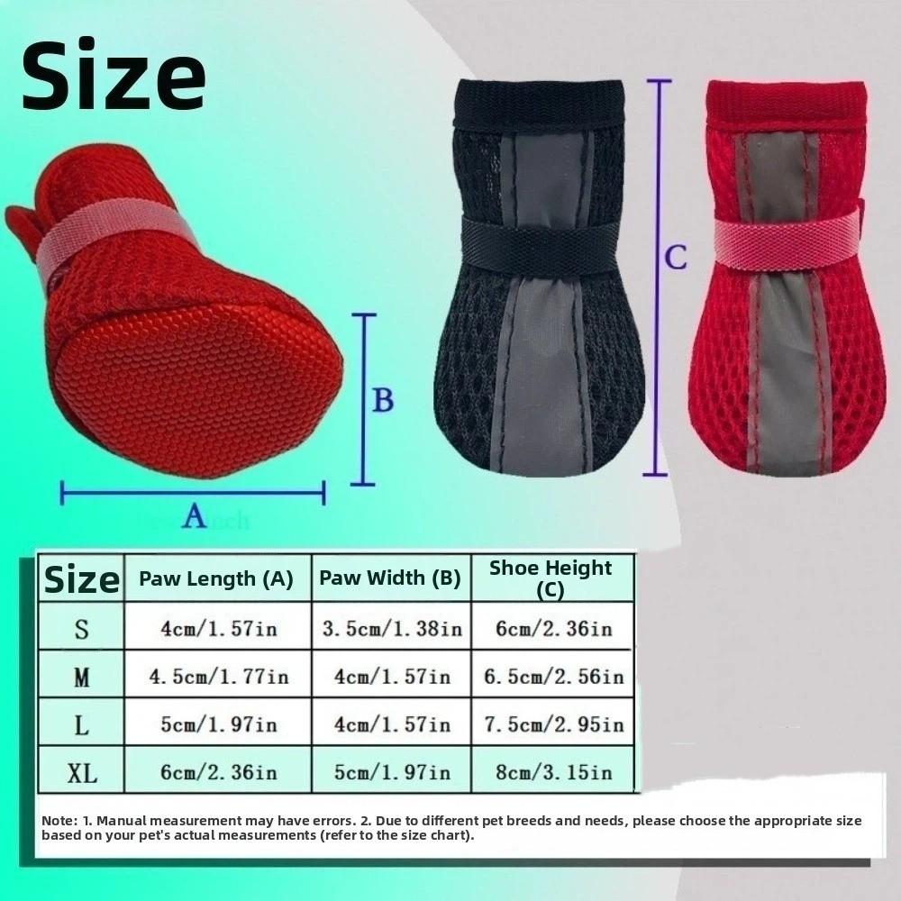 4PCS/SET Breathable Pet Booties Non-slip Pet Paw Protector Mesh Dog Shoes Outdoor Use