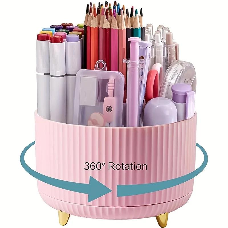 A desktop pen holder, pencil holder, 5 slots, 360° rotating desktop organization stand, office, school, pen holder jar,...