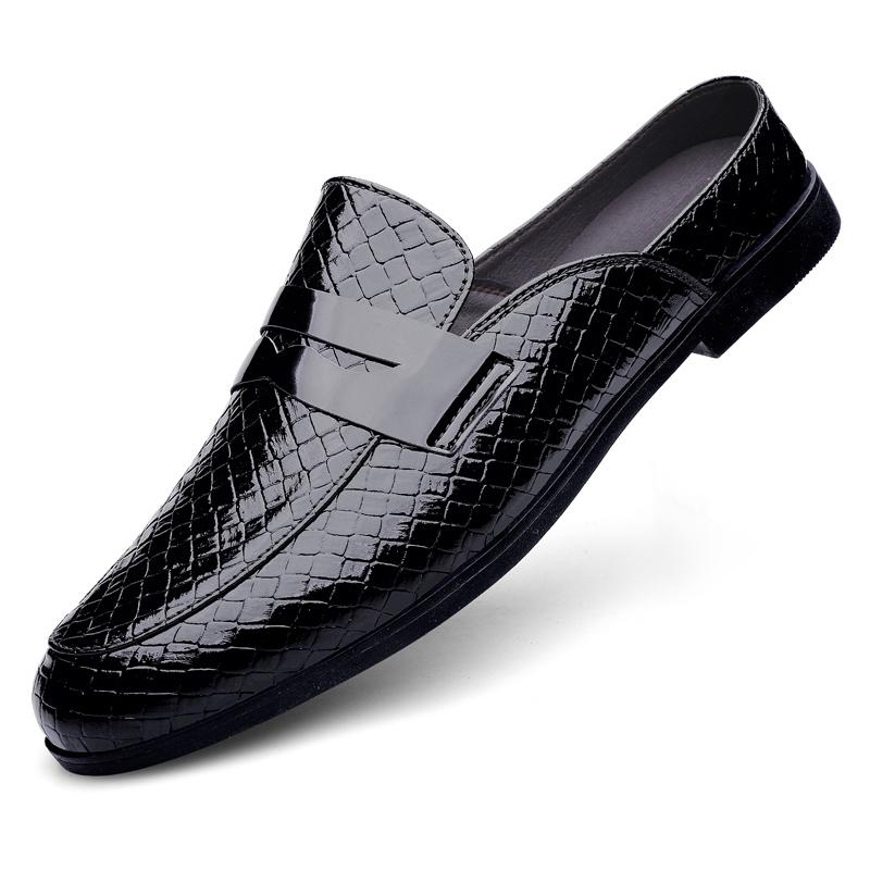 Mules Half Shoes For Men Leather Backless Casual Shoes 2025 Luxury Designer Loafers Slippers Fashion Open-back Slides Sandals