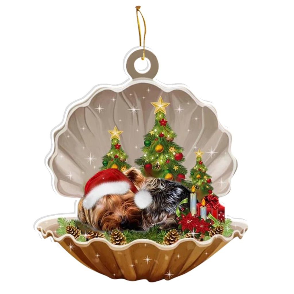 Cute Cartoon Acrylic Car Hanging Decoration For Christmas Tree Shell Sleeping Dog