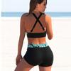 Women's Shoulder Strap Beautiful Back Swimsuit with Graphic Stripe Print Bikini Short Tank Top Swimsuit
