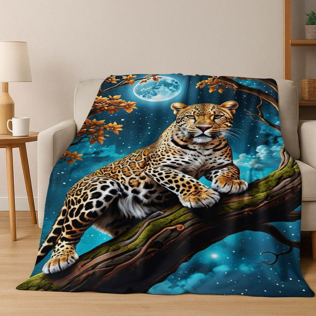 26 Style Wild Animal Leopard Cheetah Beast Cartoon Flannel Blanket,Cozy Soft Throw Blanket for Home Bedroom Bed Sofa Cover Kids
