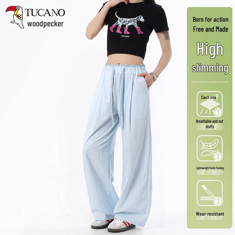TUCANO Women s Ice Silk Wide-Leg Cargo Pants 2XL светло-синий