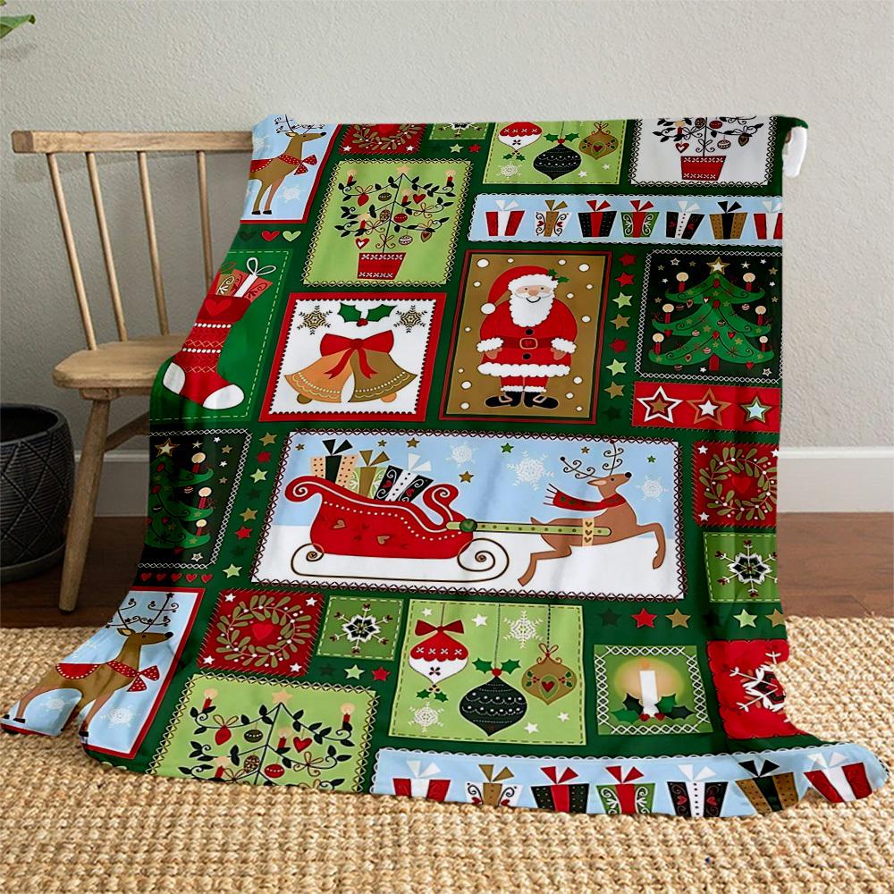 1PC Christmas, ornamentsOutdoor Flannel Blanket - Soft Plush Decor for Picnics, camping, Bedroom, Playroom, Office, or Lunch Break 1366A