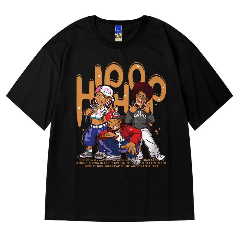 Streetwear Harajuku Summer Cartoon Cat Print T-Shirts Vintage Version Trend Casual Clothes Hip Hop Creative T Shirts y2k