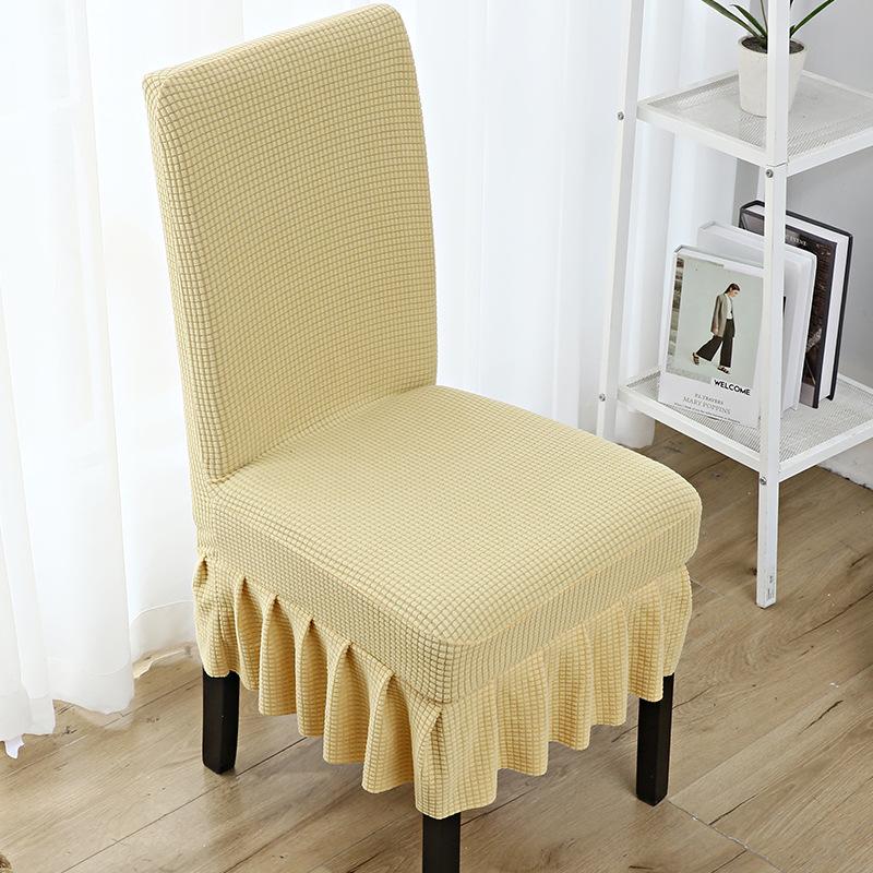 Thickened Corn Velvet Chair Cover Dining Chair Cover Simple Hotel New Skirt Seat Cover Knitted Chair Cover Joint