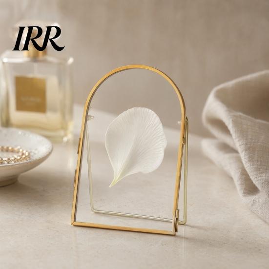 Memory Keepsake Frame Glass Press for Dried Flowers, Octagonal Metal Shadow Box with Commemorative Craft Clear Glass, Wall Hanging Plant Display