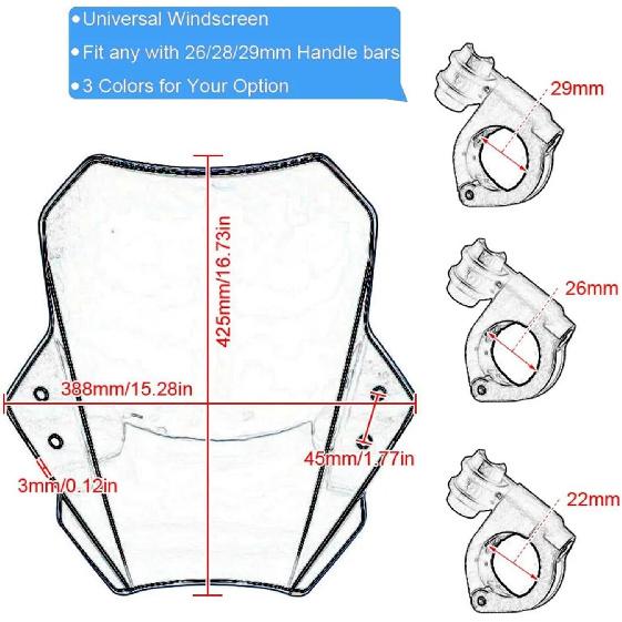 Universal Motorcycle Windshield Glass Cover Screen Deflector Compatible with Husqvarna 701 Svartpilen Vitpilen 250 401 701 Nuda 900 R(Transparent)