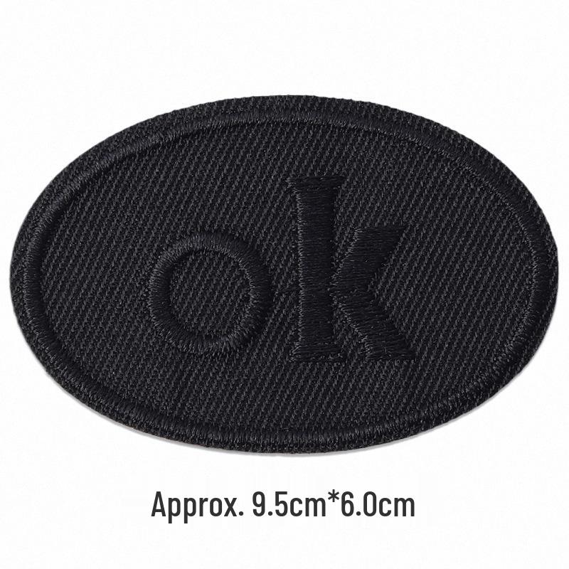 Self-Adhesive Embroidery Cloth Patches for Jackets & DIY Decor - OK Letter Accessory Stickers