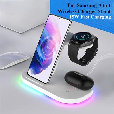 Kablosuz Şarj Standı Samsung Z Fold3 Z Flip3 S21 S20 Galaxy Watch 4 3 Aktif 2 1 Buds Pro Live için 15W Hızlı Şarj İstasyonu