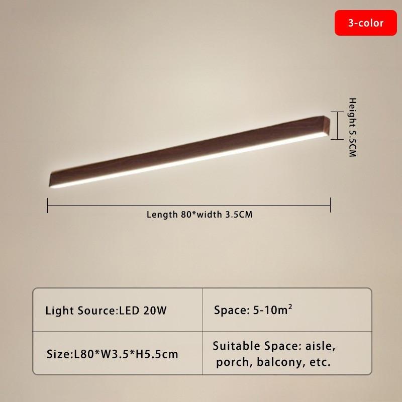 Nordic Style Living Room LED Linear Ceiling Light Hallway Long Ceiling Lamp Liner Lamp Natural Wood Finish Balcony Light
