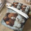 Lifesmells 2/3Pcs Teddy Bear Duvet Cover Set Teddy Bear Bed Cover Set Cozy Bedding Set Holiday Gift Idea For Merry Christmas