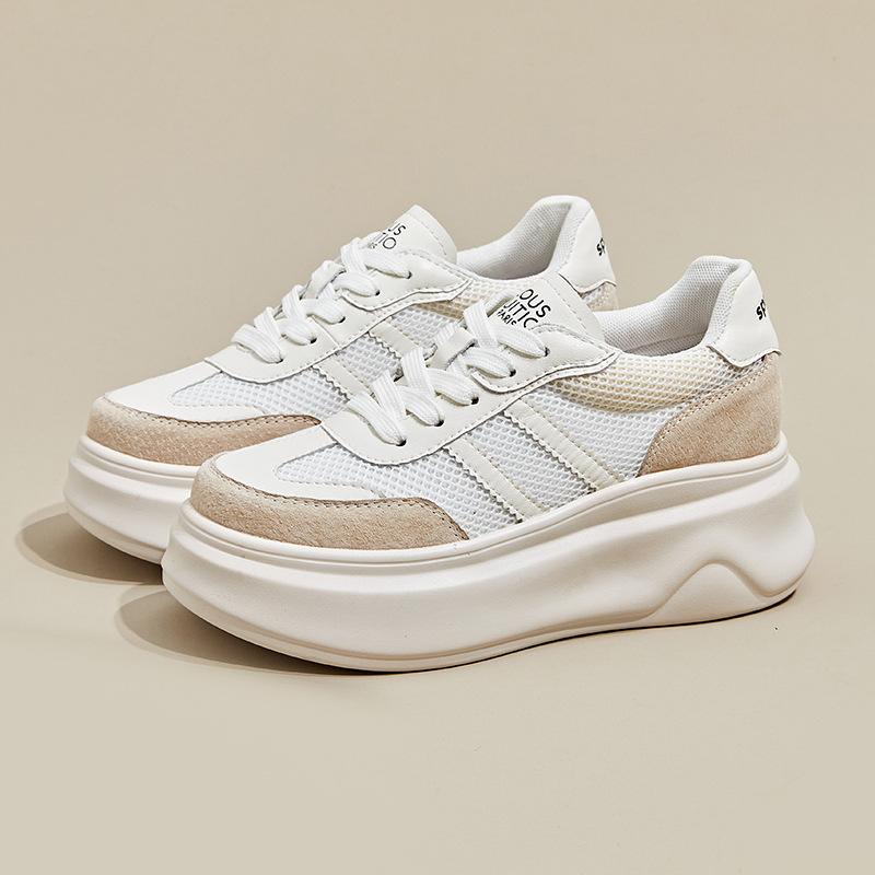 

Platform white shoes women s 2025 new spring and summer breathable mesh inner height increase dad shoes versatile sports and leisure shoes 32