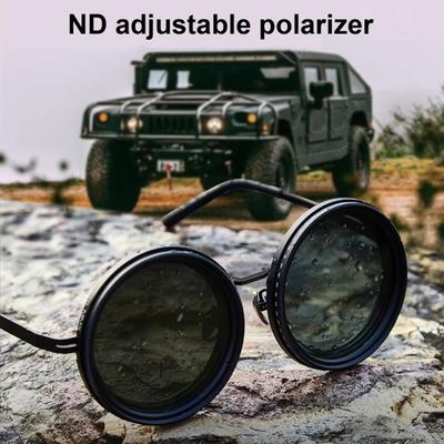 Óculos de sol polarizados redondos com lentes de filtro ND 1-9 engrenagens ajustáveis com proteção UV para homens, praia, pesca, direção, ciclismo, óculos