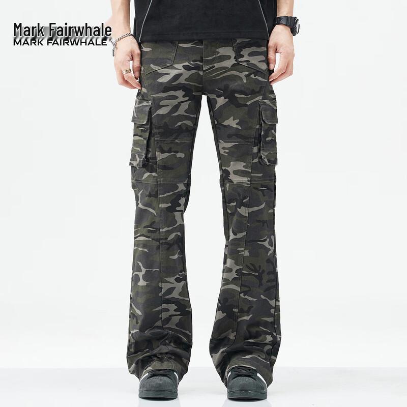 Mark Fairwhale Men's Camouflage Slim Fit Flare Cargo Pants