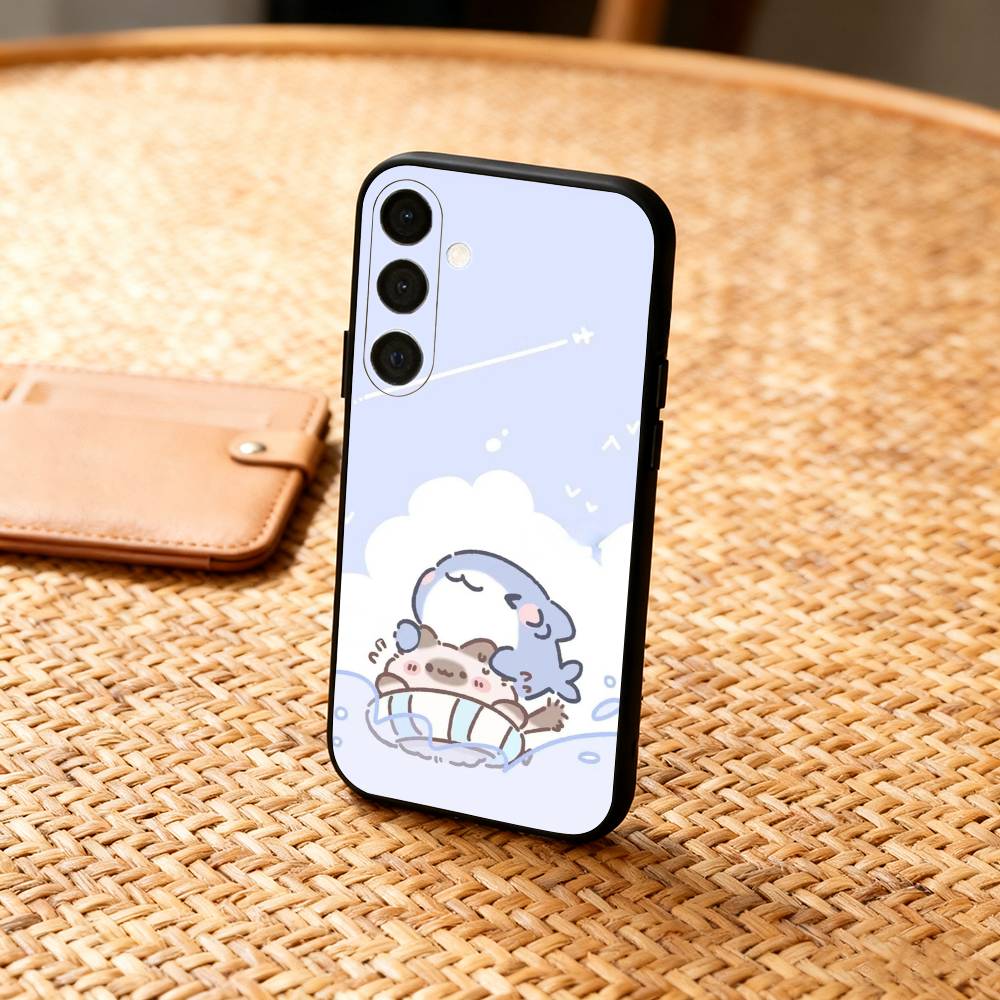 C-Cute Cartoon Shark Funny Phone Case For Samsung A73,72,71,A52,51,40,41,A22,A32,31,A13, Soft Black Shell