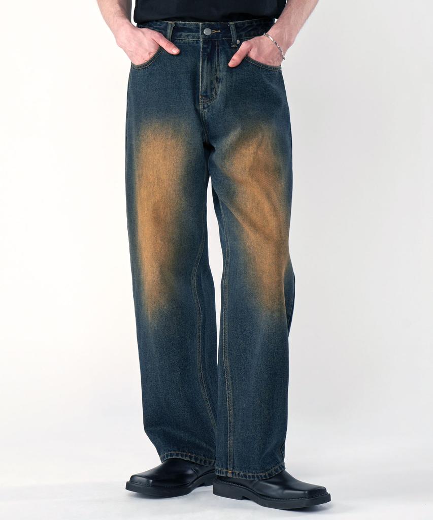 UNTAPPED STUDIO [2Pack] Bio-Washed Wide Denim Pants 6 Colors (B Type)