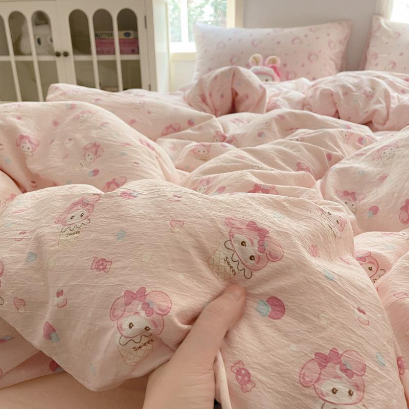 A-Typ Doppelgarn Vierteiliges Heimtextil Bettwäscheset Cartoon Bettlaken Bettbezug Studentenwohnheim Dreiteiliges Bettwäscheset