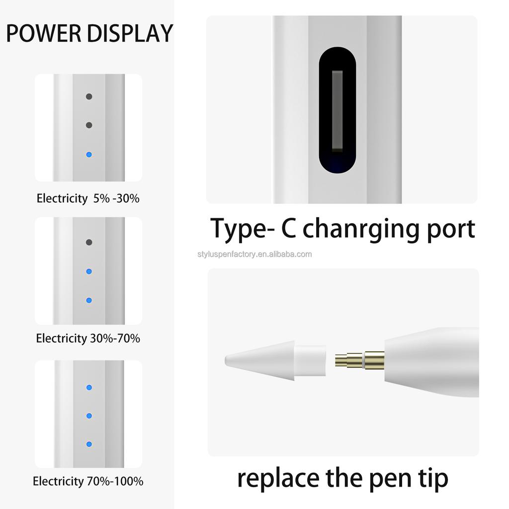 Magnetischer Stylus-Stift für 1. und 2. Generation Apple iPad Schnelleres Aufladen Digitaler Stift mit Handflächenerkennung Benutzerdefiniertes Logo Metallmaterial