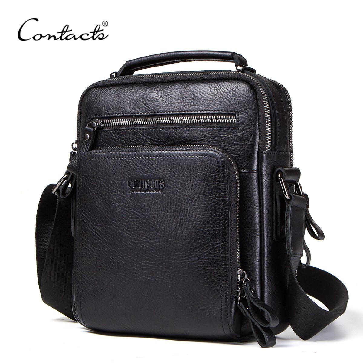 

CONTACT S мужская кожаная сумка кросс-боди для документов и планшета чёрный