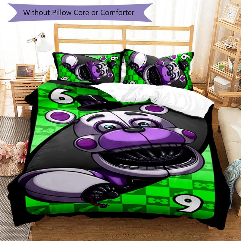 Set di biancheria da letto a tema Five Nights at Freddy's da 3 pezzi, set copripiumino include copripiumino e federe, decorazione perfetta per la camera da letto in ogni stagione e regalo